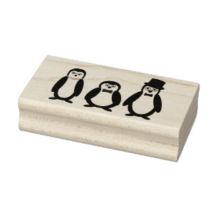 Dapper Penguins Rubber Stamp