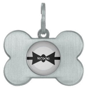 Dapper Pet Black Bow Tie Pet ID Tag