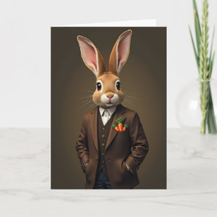 Dapper Rabbit Portrait Card