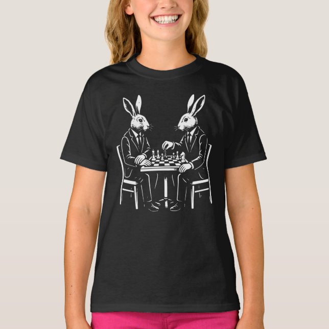 Dapper Rabbits Chess Match T-Shirt (Front)