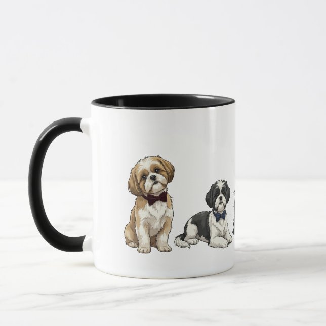 Dapper Shih Tzus Bow Tie Dog Coffee Mug (Left)