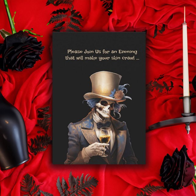 Dapper Skeleton Adult Halloween Party Invitation (Creator Uploaded)