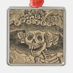Dapper Skeleton (Calavera Catrina) (Elegant Skull) Metal Tree Decoration