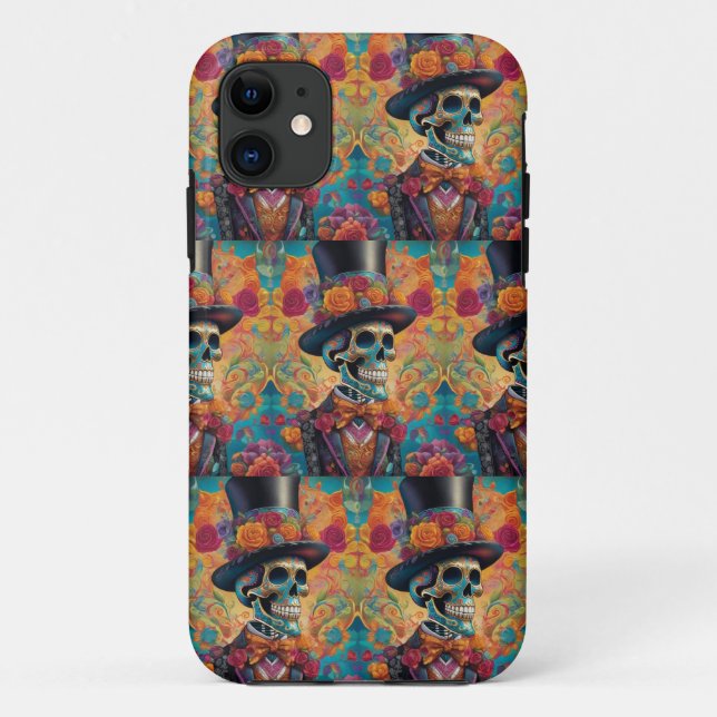 Dapper Skeleton Elegance: Day of the Dead Case-Mate iPhone Case (Back)