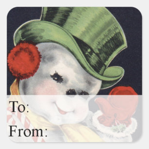 Dapper Snowman Vintage Christmas Gift Tag