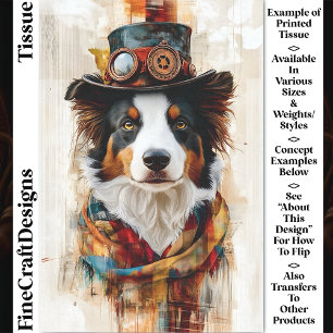 Dapper Steampunk Dog, Top Hat, Scarf DB1 Decoupage Tissue Paper