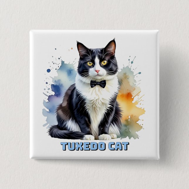 Dapper Tuxedo Cat 15 Cm Square Badge (Front)