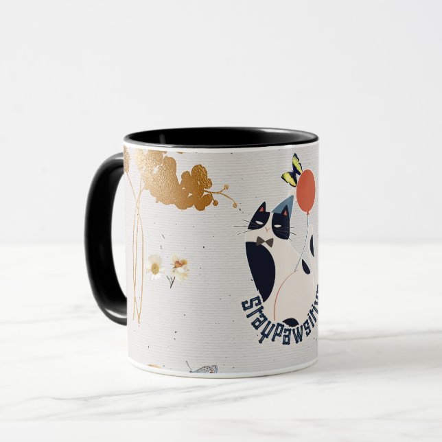 Dapper Tuxedo Cat Celebration Coffee & Tea Mug (Front Left)