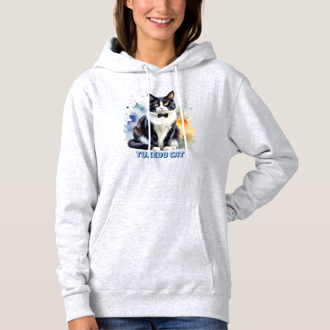 Dapper Tuxedo Cat Hoodie (Front)