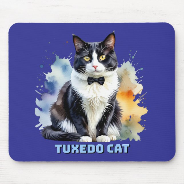Dapper Tuxedo Cat Mouse Mat (Front)