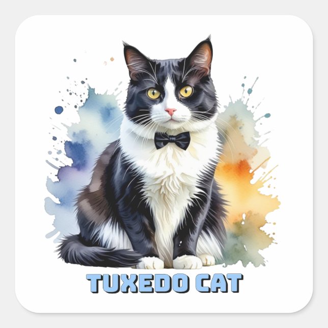 Dapper Tuxedo Cat Square Sticker (Front)