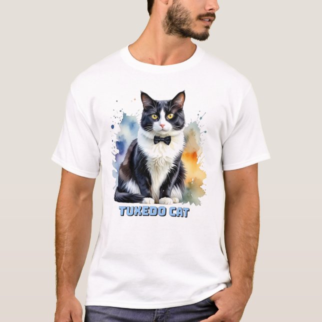 Dapper Tuxedo Cat T-Shirt (Front)