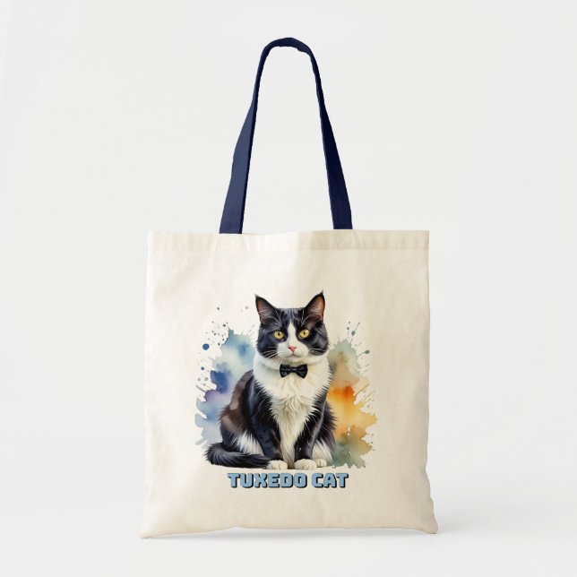 Dapper Tuxedo Cat Tote Bag (Front)