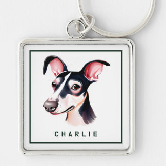 Dapper Whippet Pup Personalised Key Ring