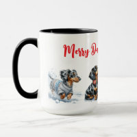 Dapple Dachshund Christmas Mug Cup