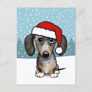 Dapple Dachshund Holiday Cute Pet Dog Custom Postcard