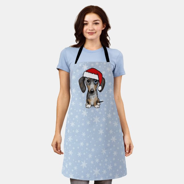Dapple Dachshund Santa Christmas Dog Holiday Apron (Worn)