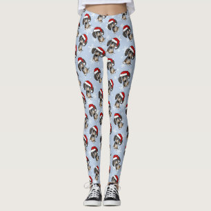 Dapple Dachshund Santa Christmas Dog Holiday Leggings
