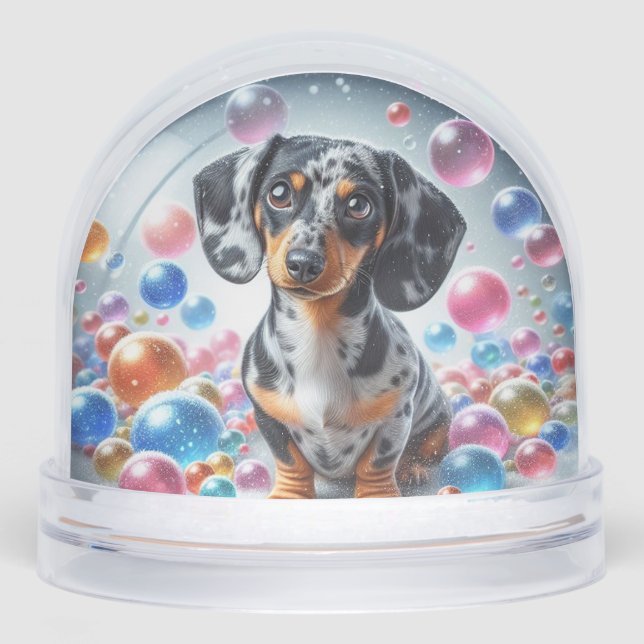 DAPPLE DACHSHUND SNOW GLOBE (Front)