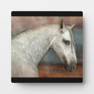 Dapple Gray Andalusian Horse Portrait Plaque