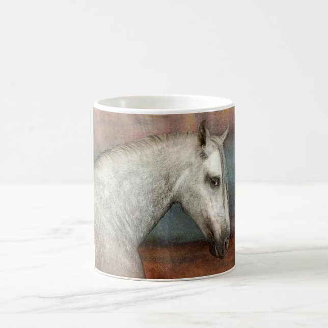 Dapple Grey Andalusian Horse Portrait Coffee Mug (Center)