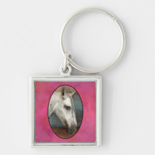 Dapple Grey Andalusian Horse Portrait Key Ring