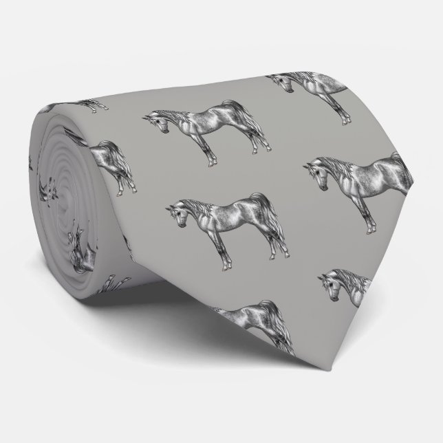 Dapple Grey Egyptian Arabian Horse Tie (Rolled)