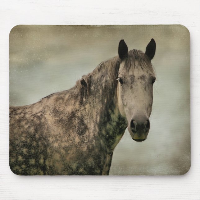 Dapple Grey Horse Head Mouse Pad (Front)