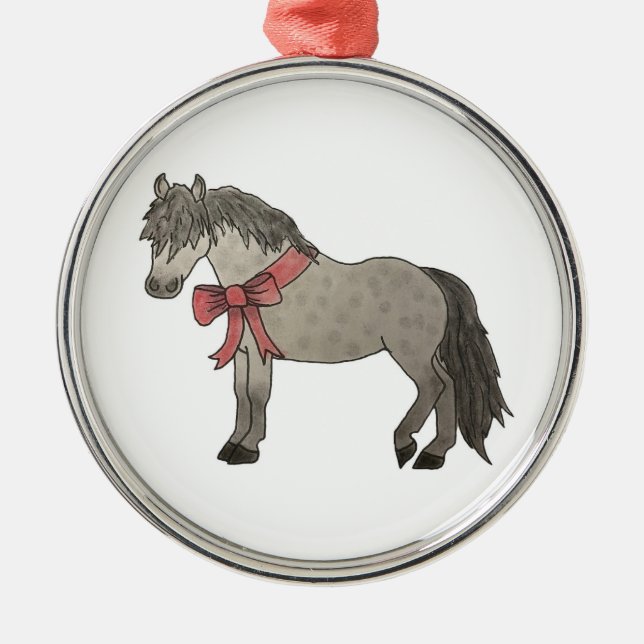 Dapple Grey Pony Christmas Ornament (Front)