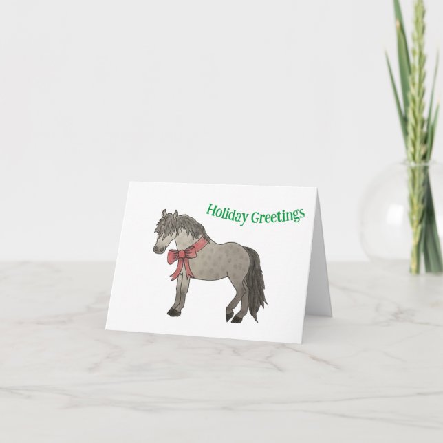 Dapple Grey Pony Holiday Greeting Card (Front)
