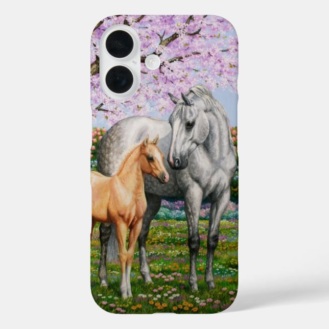 Dapple Grey Quarter Horse Mare Palomino Foal Case-Mate iPhone Case (Back)