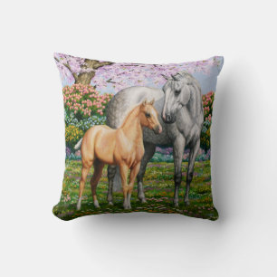 Dapple Grey Quarter Horse Mare Palomino Foal Cushion