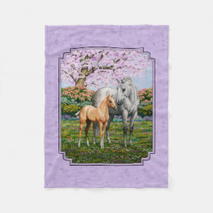 Dapple Grey Quarter Horse Mare Palomino Foal Fleece Blanket