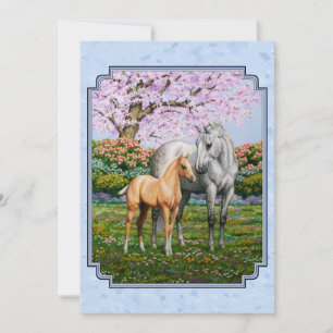 Dapple Grey Quarter Horse Mare Palomino Foal Invitation