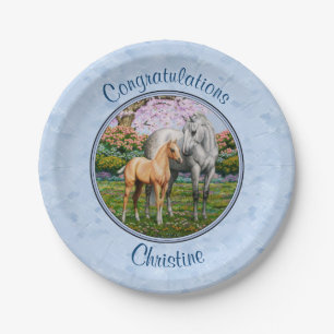 Dapple Grey Quarter Horse Mare Palomino Foal Paper Plate