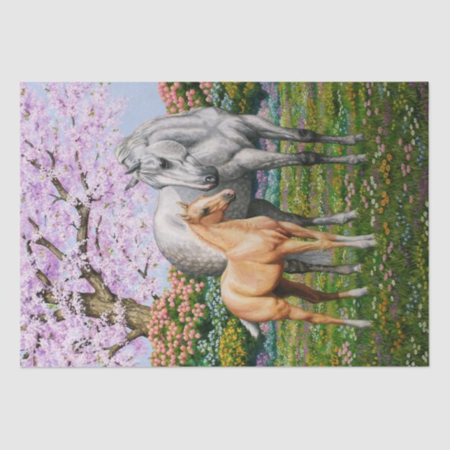 Dapple Grey Quarter Horse Mare Palomino Foal Tissue Paper (Front)