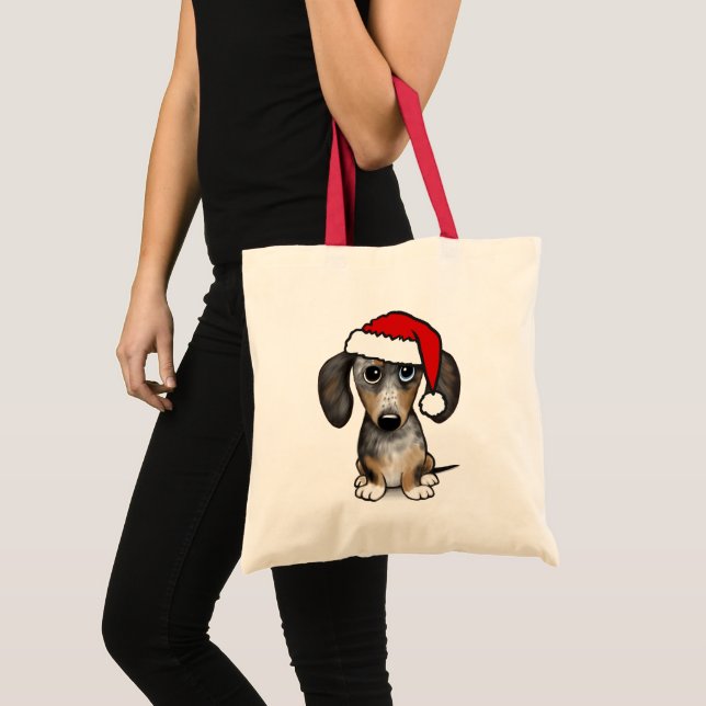 Dapple Merle Dachshund Santa Cute Dog Custom Tote Bag (Front (Product))