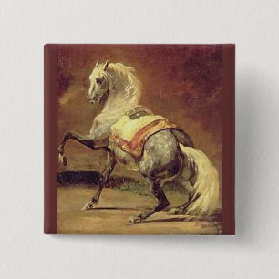 DAPPLED GREY HORSE 15 CM SQUARE BADGE
