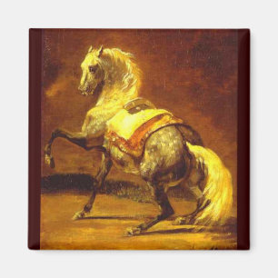 DAPPLED GREY HORSE , Gold Yellow Brown Magnet