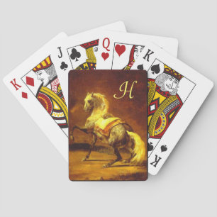 DAPPLED GREY HORSE Gold Yellow Brown Monogram Playing Cards