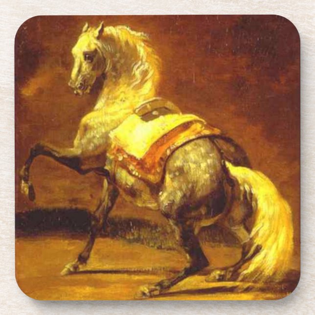 DAPPLED GREY HORSE , Gold Yellow Coaster (Front)