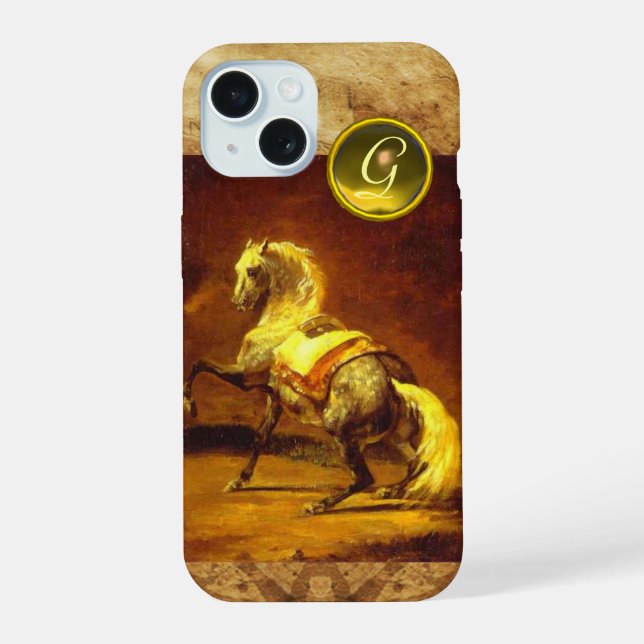 DAPPLED GREY HORSE MONOGRAM iPhone 15 CASE (Back)