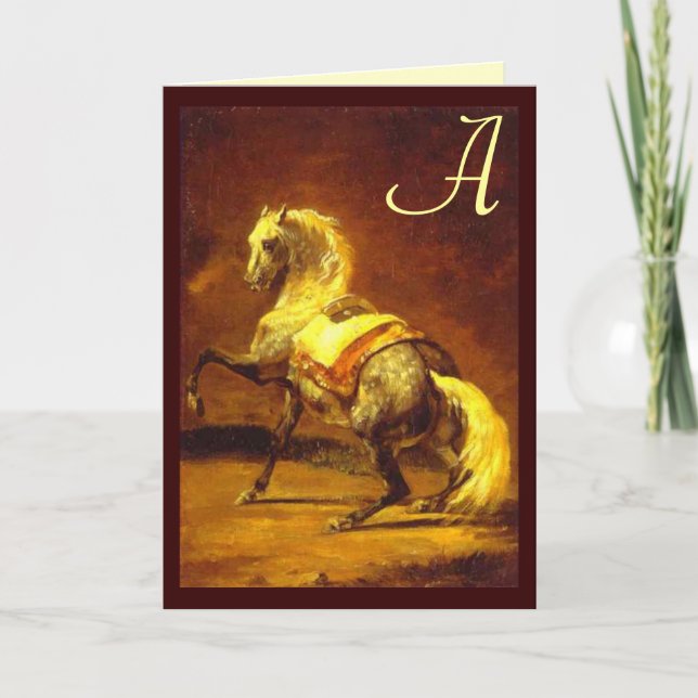 DAPPLED GREY HORSE Monogram Note Card (Front)
