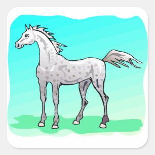 Dappled Grey Horse Theme Equine Square Sticker