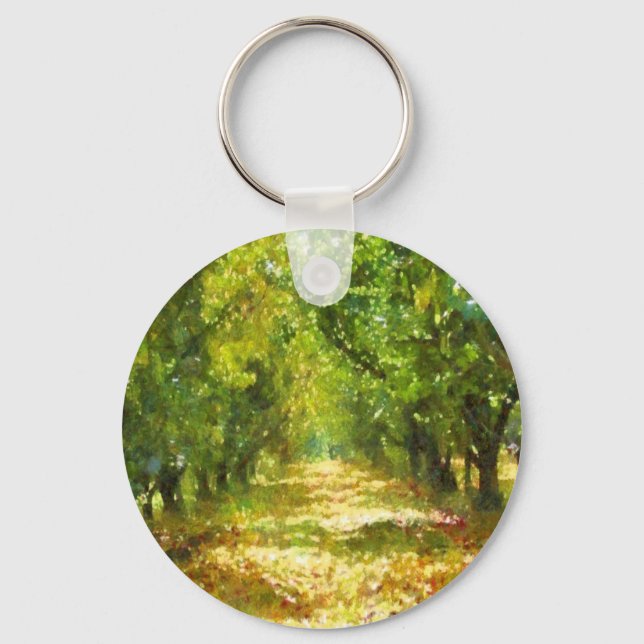 Dappled Light of Day Dreams Tree Avenue Art Key Ring (Front)