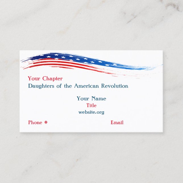 DAR Chapter Word Art Business Card (Front)