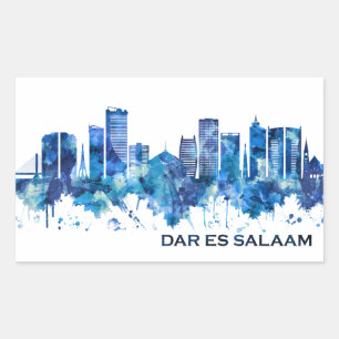 Dar es Salaam Tanzania Skyline Blue Rectangular Sticker