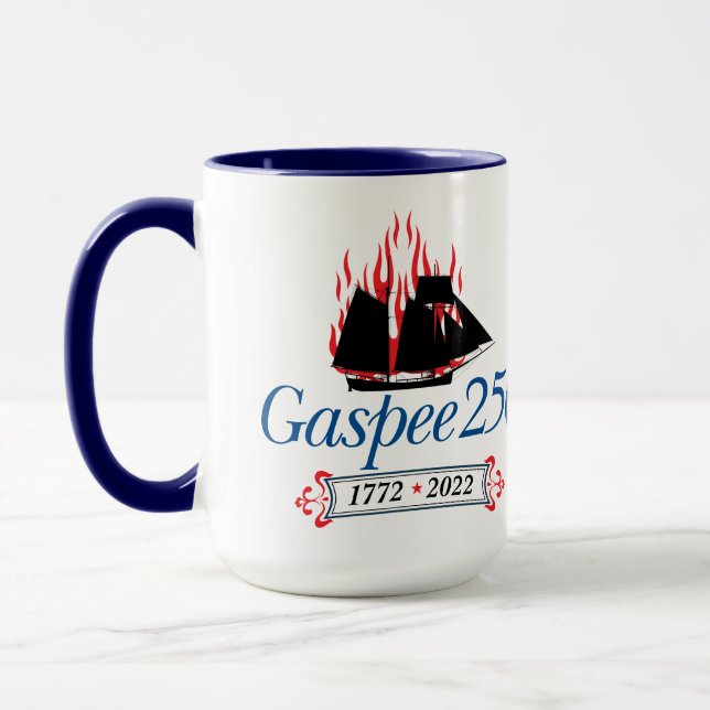 DAR Gaspee250 Italic Logo on Coffee Mug (Left)