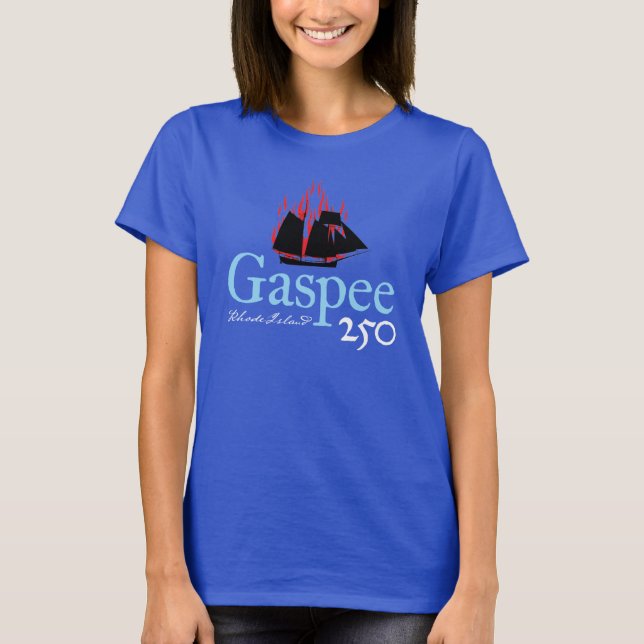 DAR Gaspee250 Rustic Logo on Blue T-Shirt (Front)