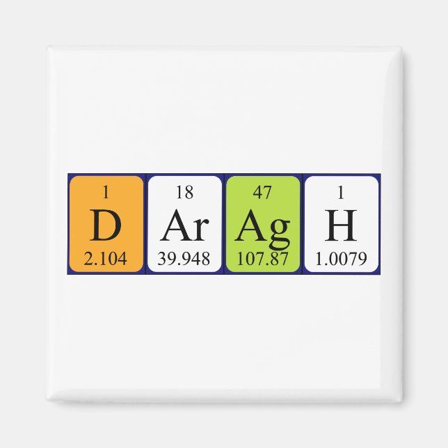 Daragh periodic table name magnet (Front)